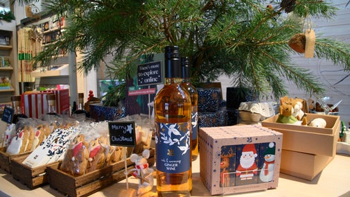 A Christmas gift display in the shop at Sutton Hoo